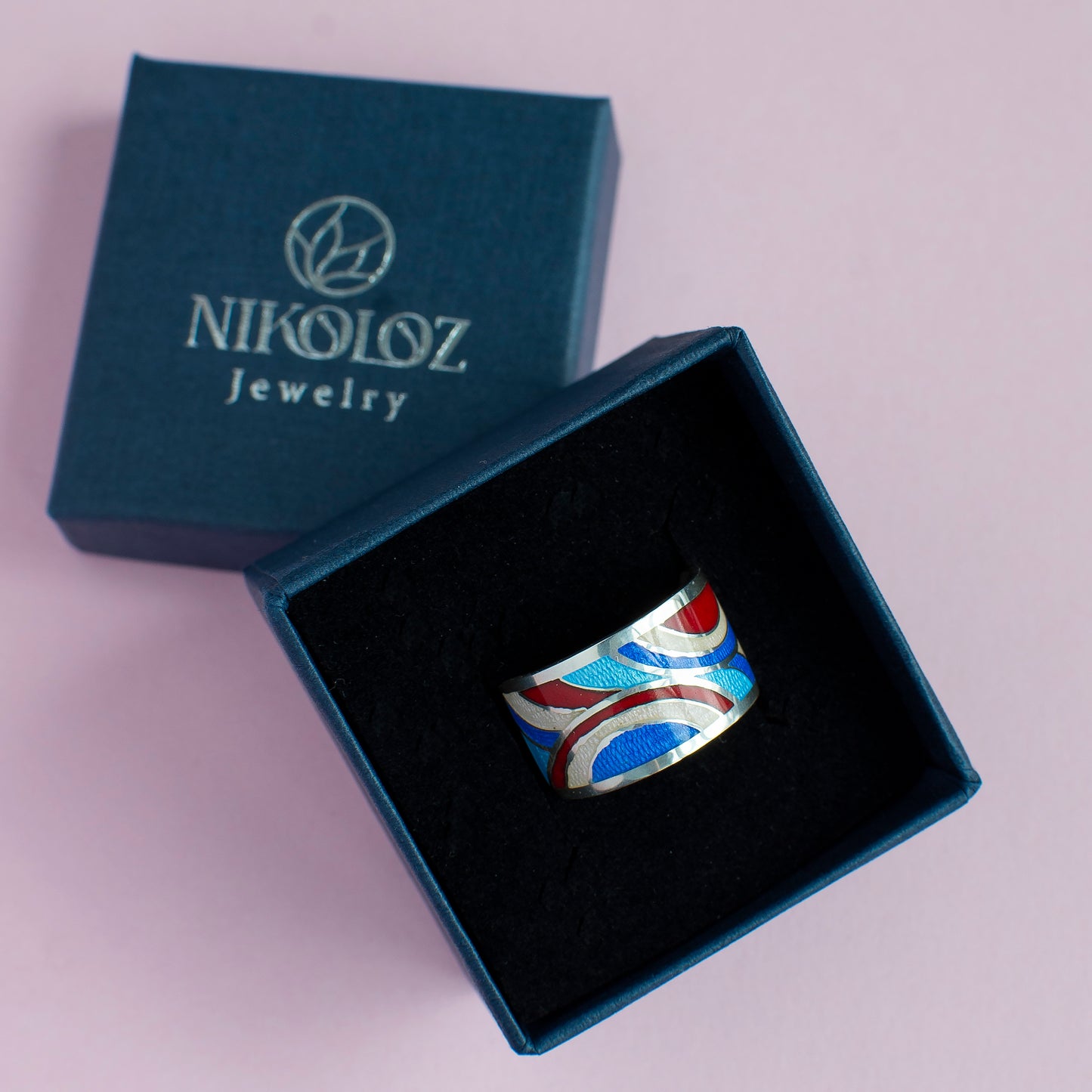 Minankari Enamel Silver Ring
