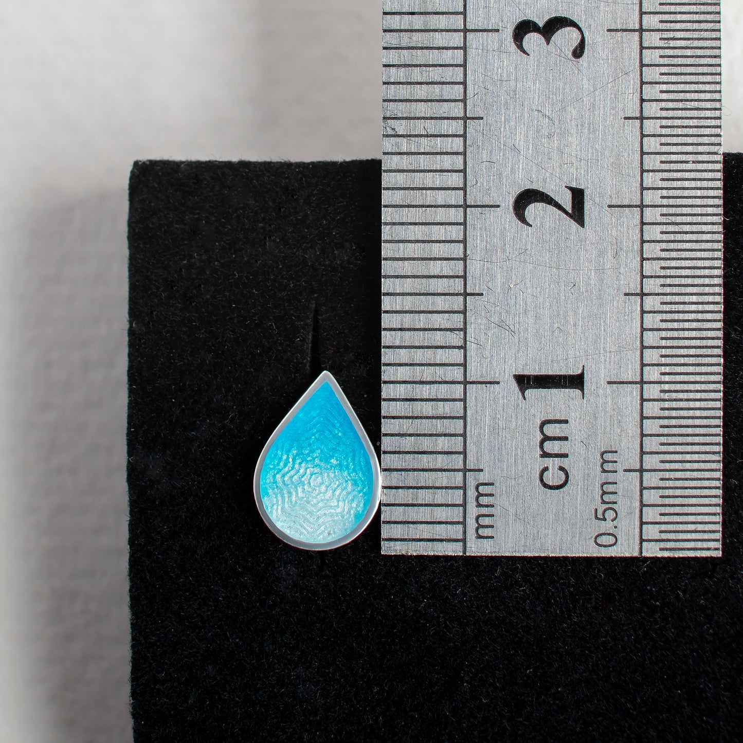 Drop Stud Enamel Earrings With Guilloche Pattern