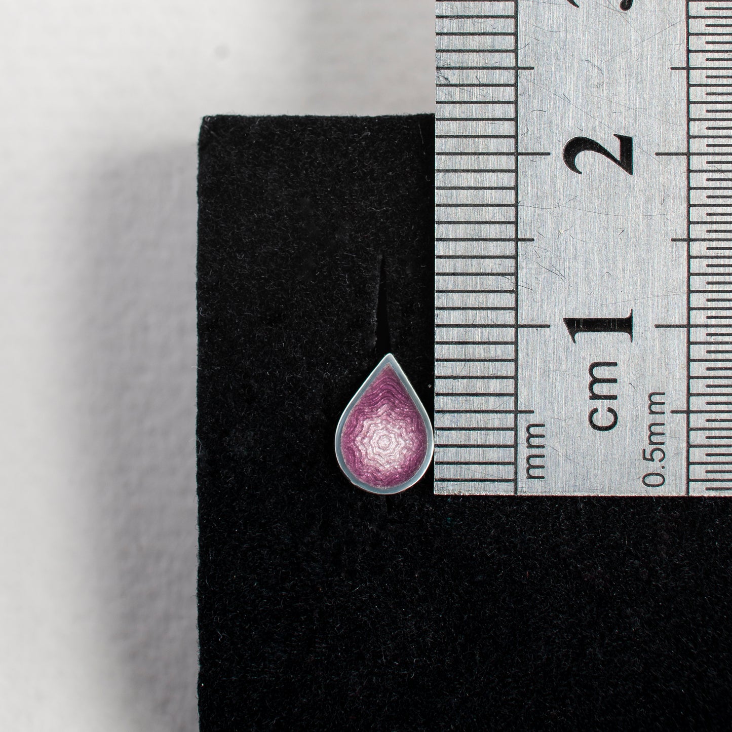 Small Drop Stud Enamel Earrings With Guilloche Pattern