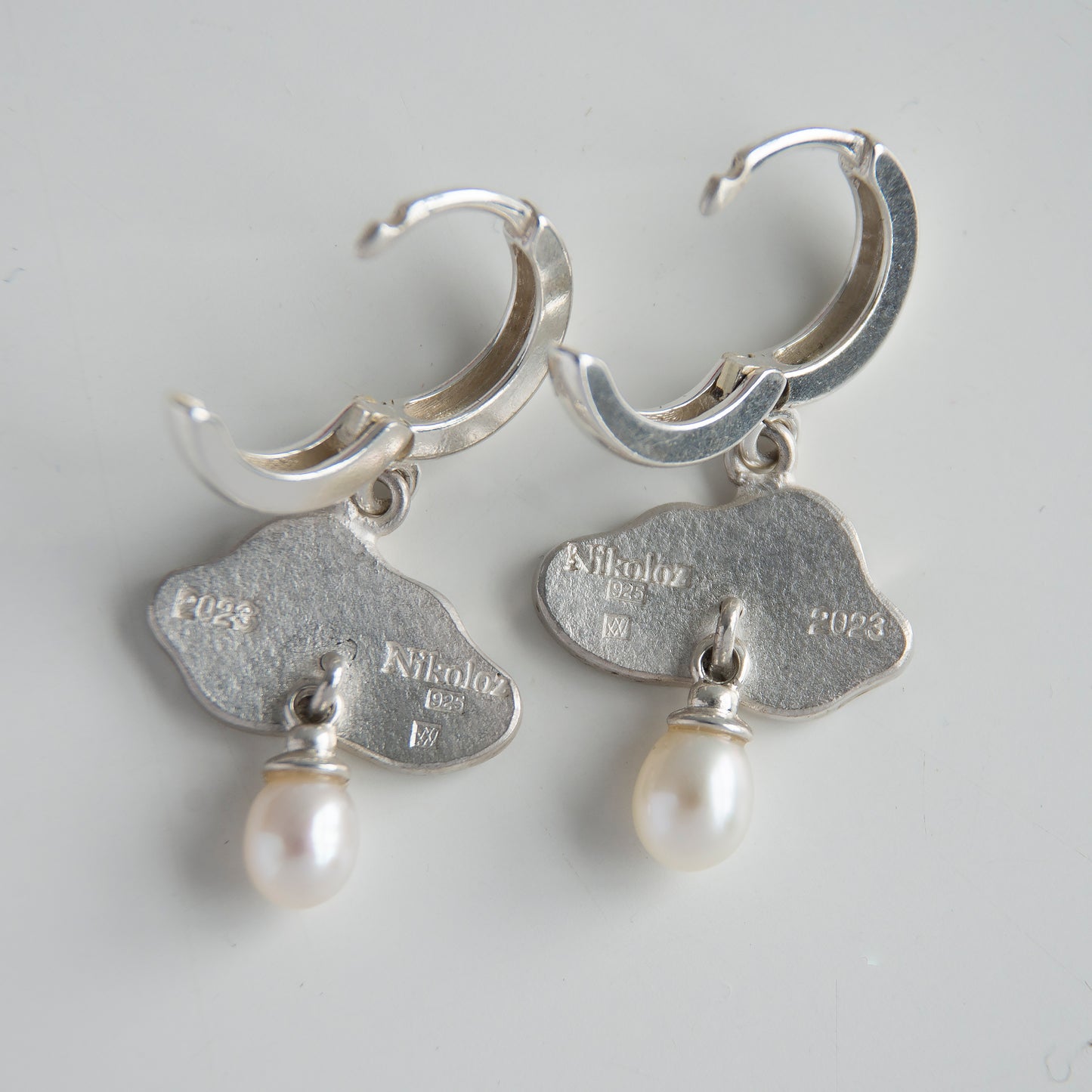 Cloud Raindrop Enamel Earrings With White Pearls