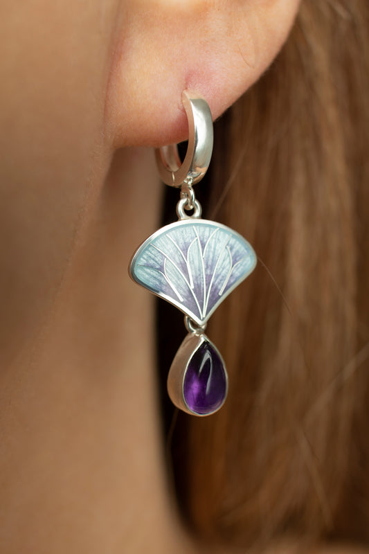 Amethyst Earrings With Enamel