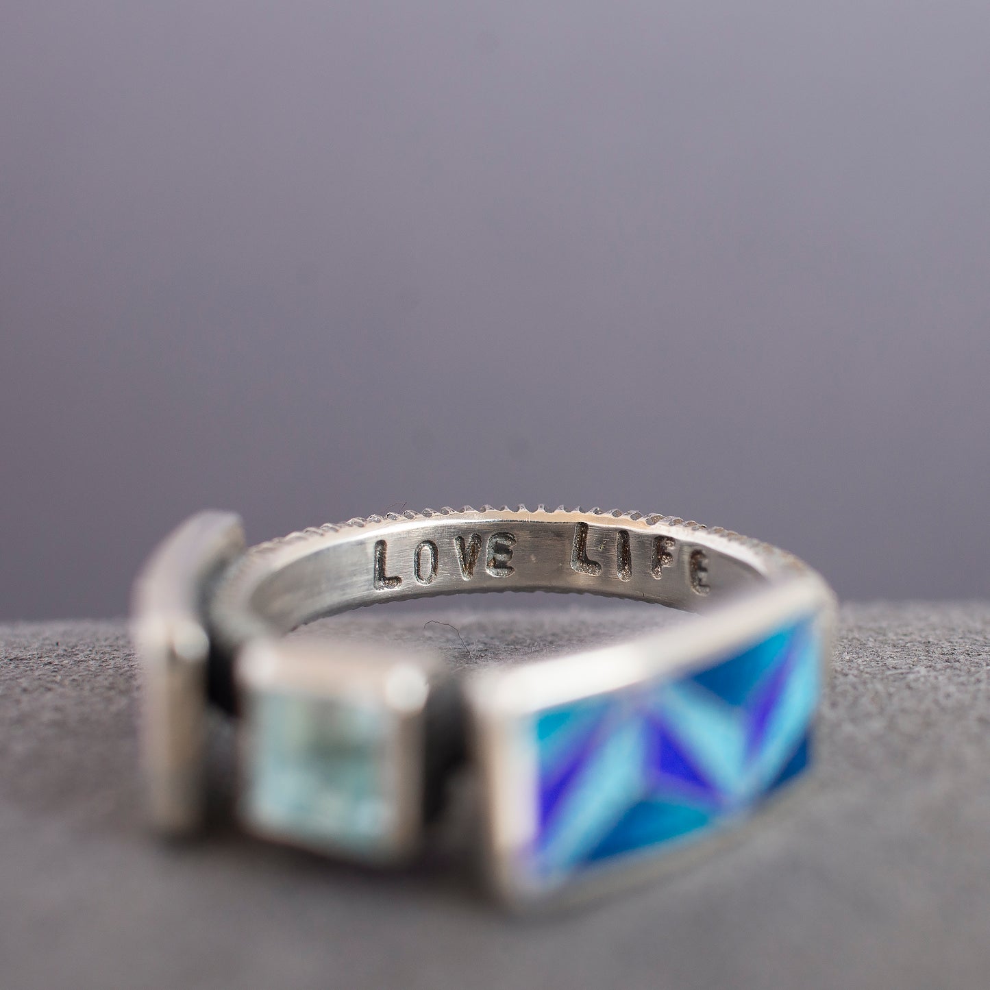 Cloisonné Enamel Ring With Swiss Blue Topaz