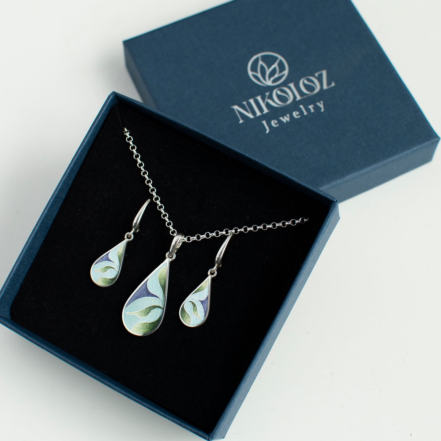 Cloisonne Enamel And Sterling Silver Teardrop Pendant