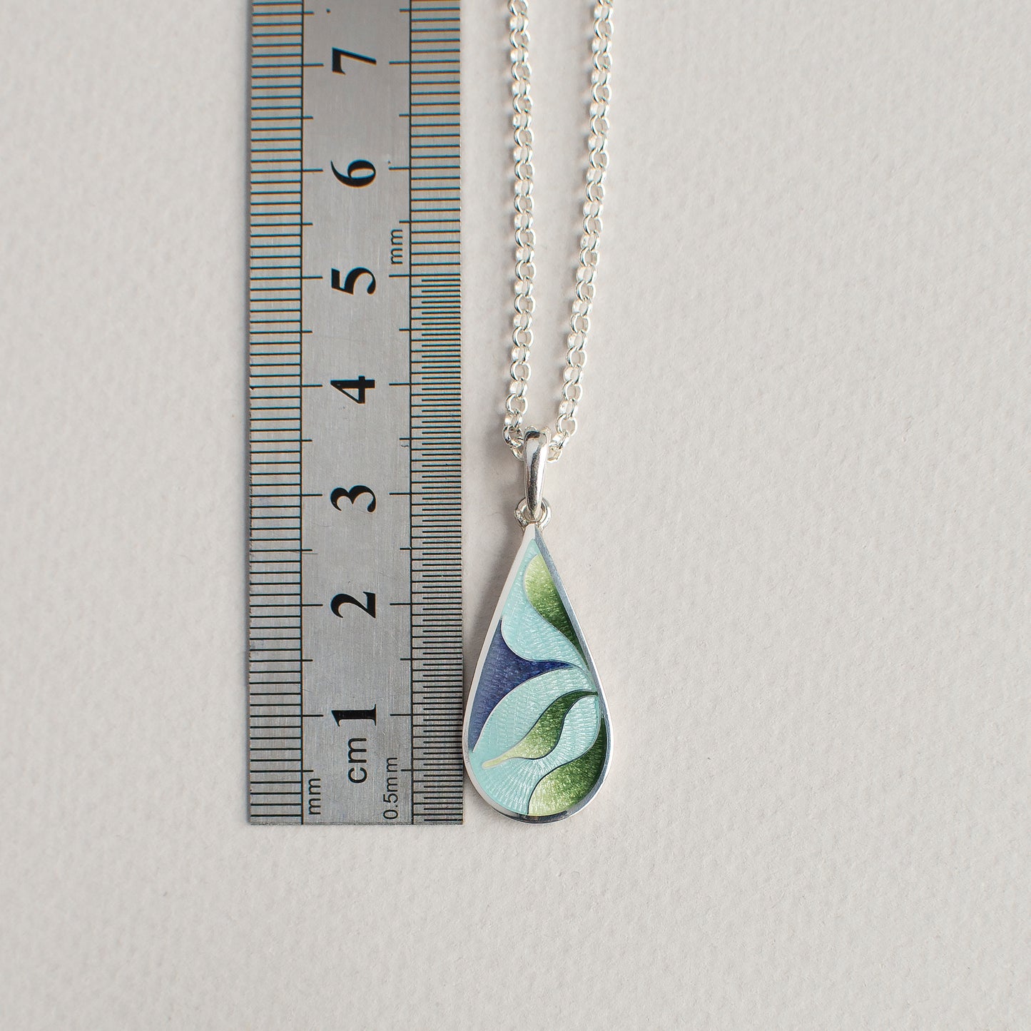 Cloisonne Enamel And Sterling Silver Teardrop Pendant