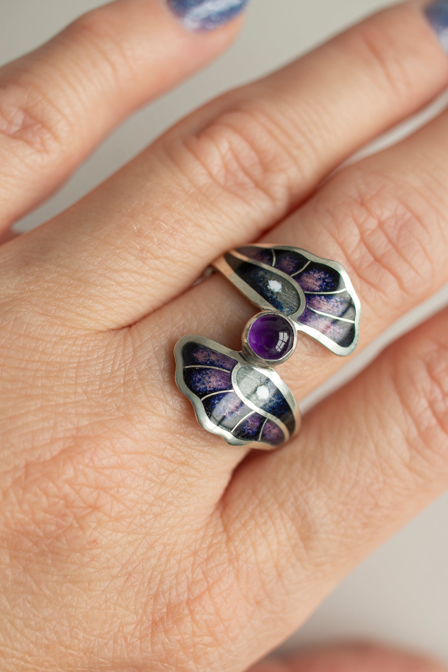 Purple Butterfly Wings Ring With Amethyst Stone
