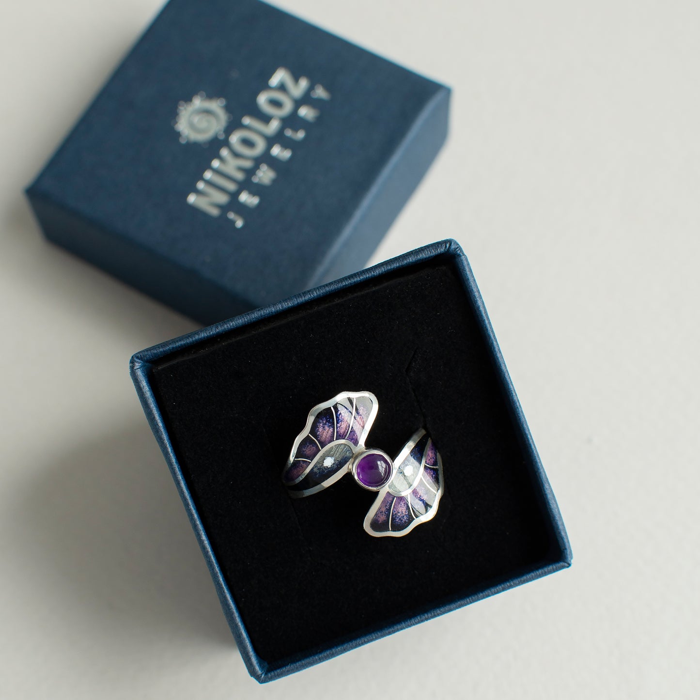 Purple Butterfly Wings Ring With Amethyst Stone