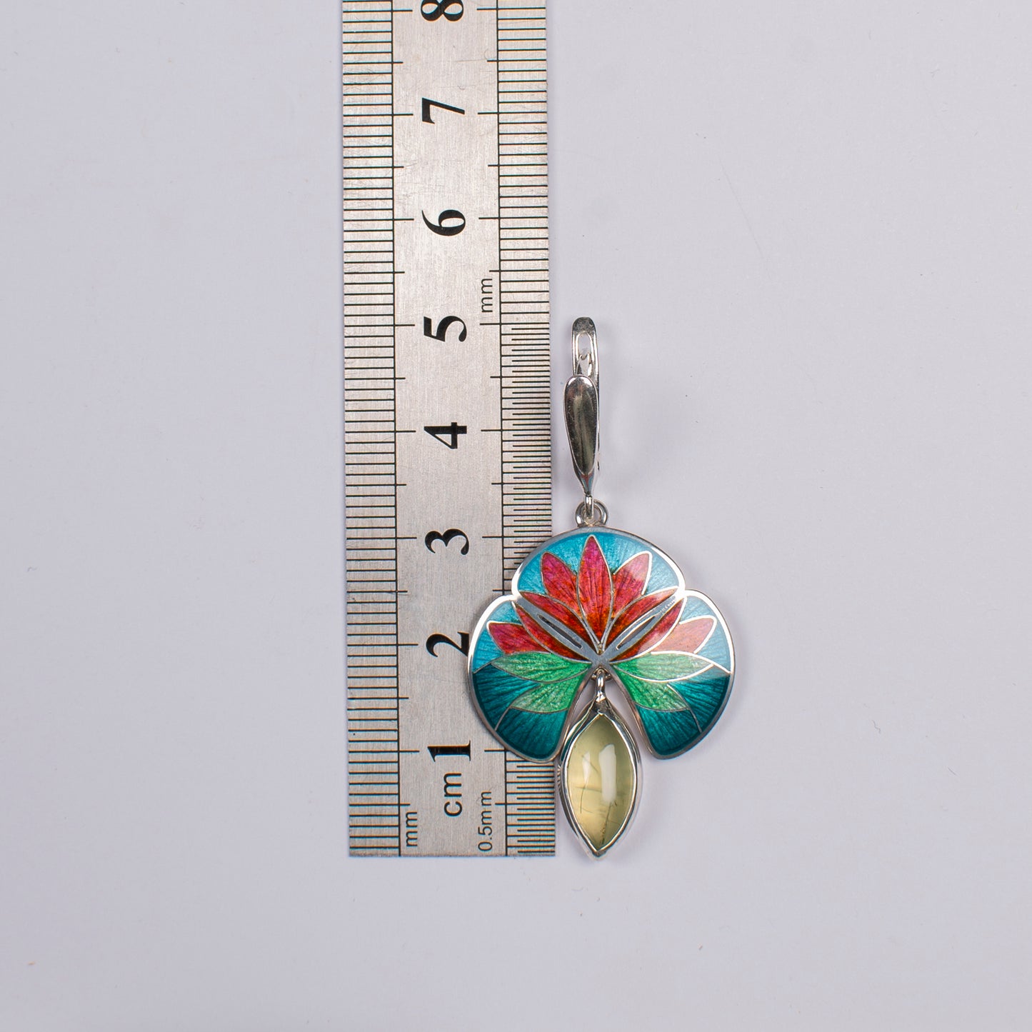Cloisonné Enamel Lily Earrings: Sterling Silver Olivine Flower Jewelry