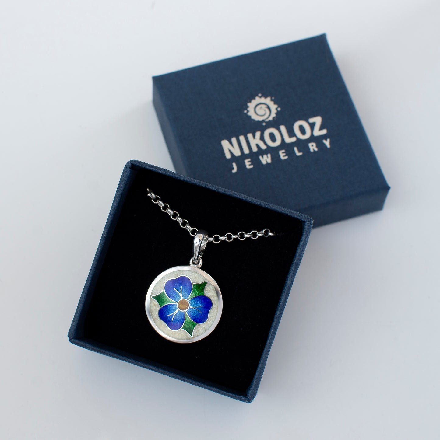 Enamel Earrings And Necklace Forget Me Not Flower