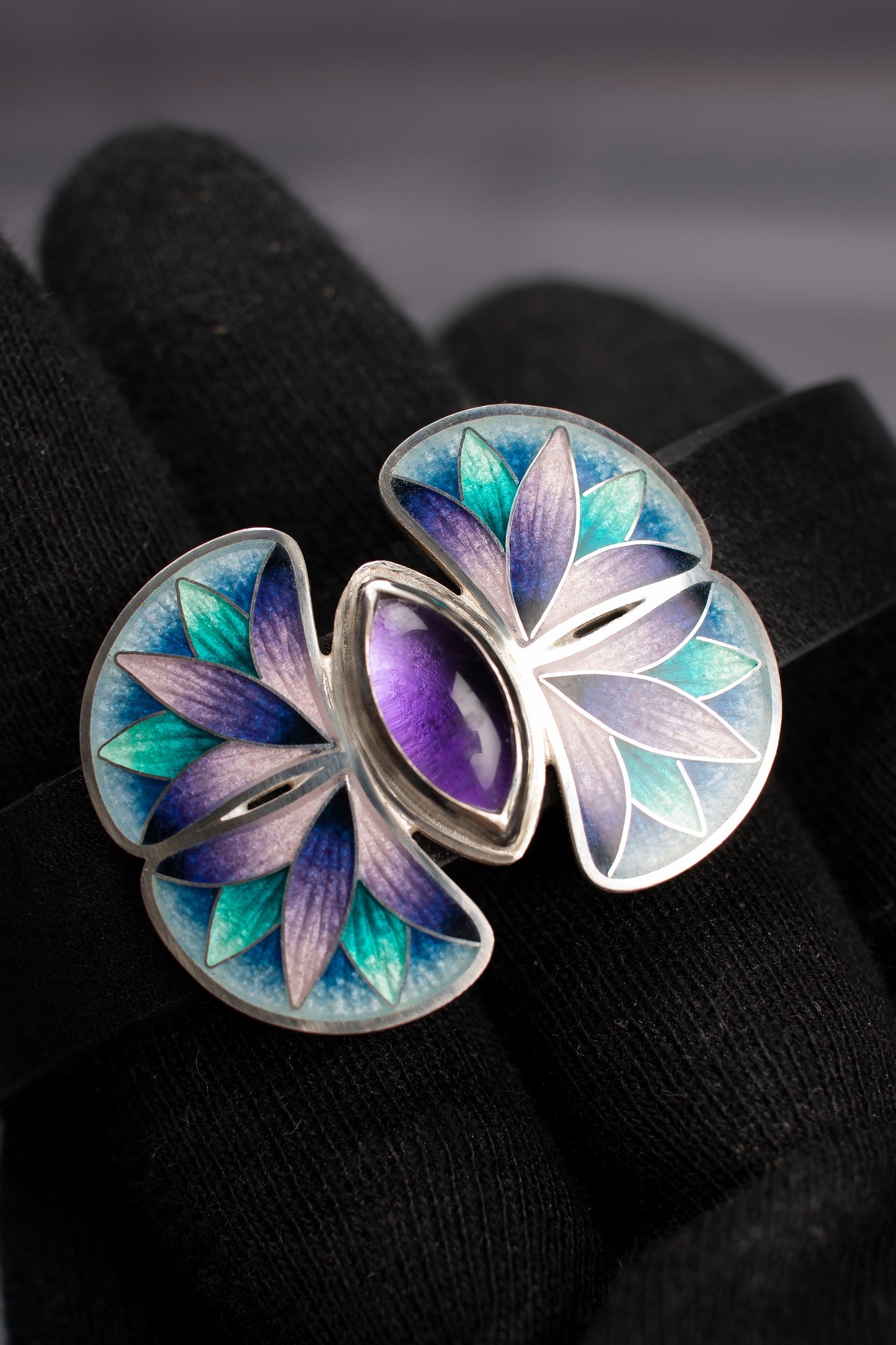 Cloisonne Enamel Leather Bracelet, Sterling Silver Bracelet With Leather Strap