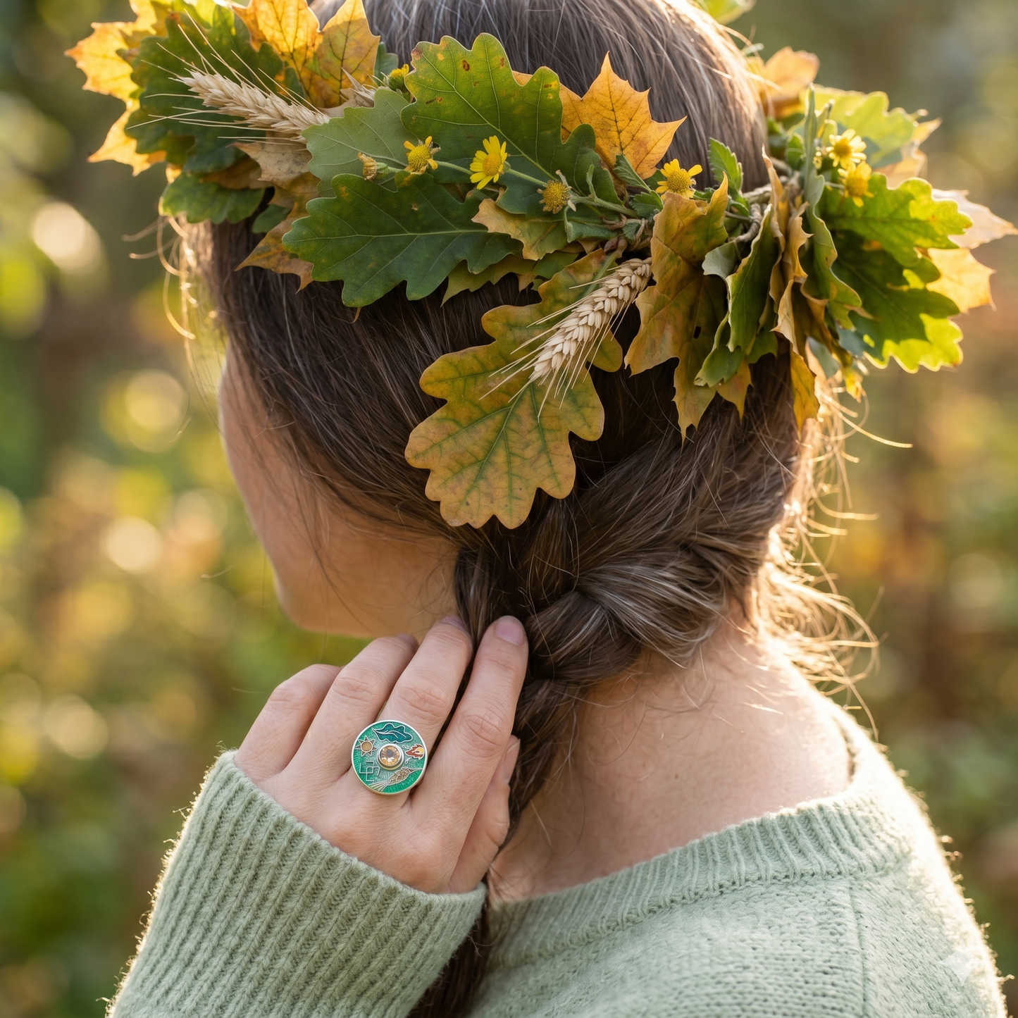 Cloisonne Enamel Green Ring Ligo