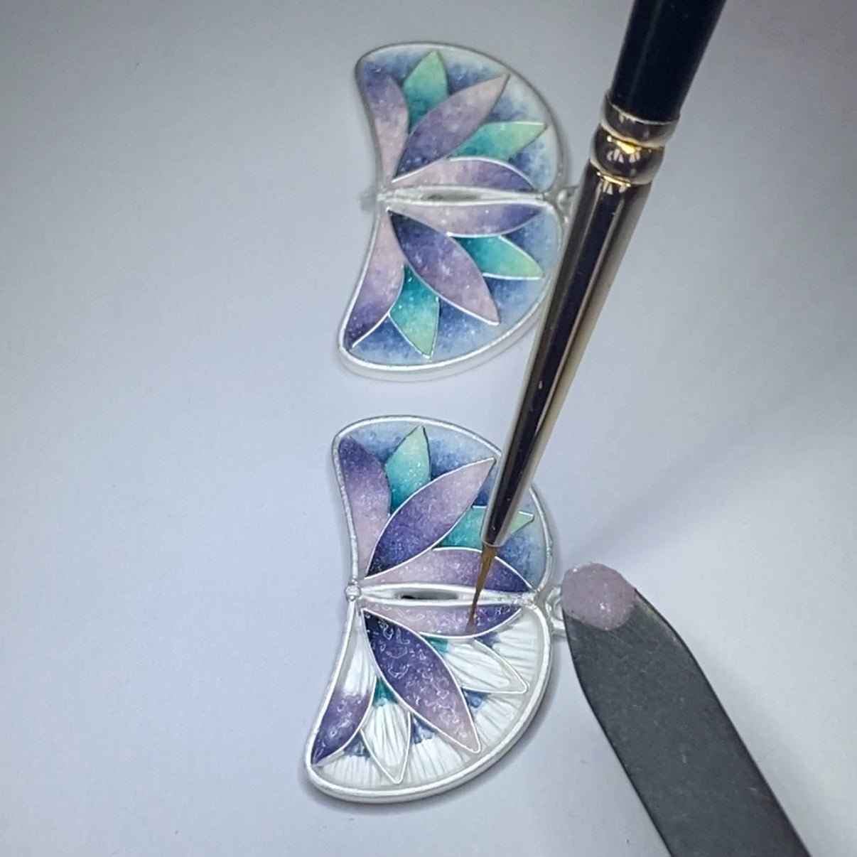 Enamel Earrings With Amethyst Stones