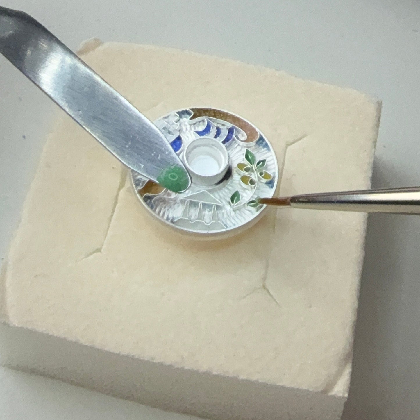 Cloisonne Enamel Silver Ring With Greece sight