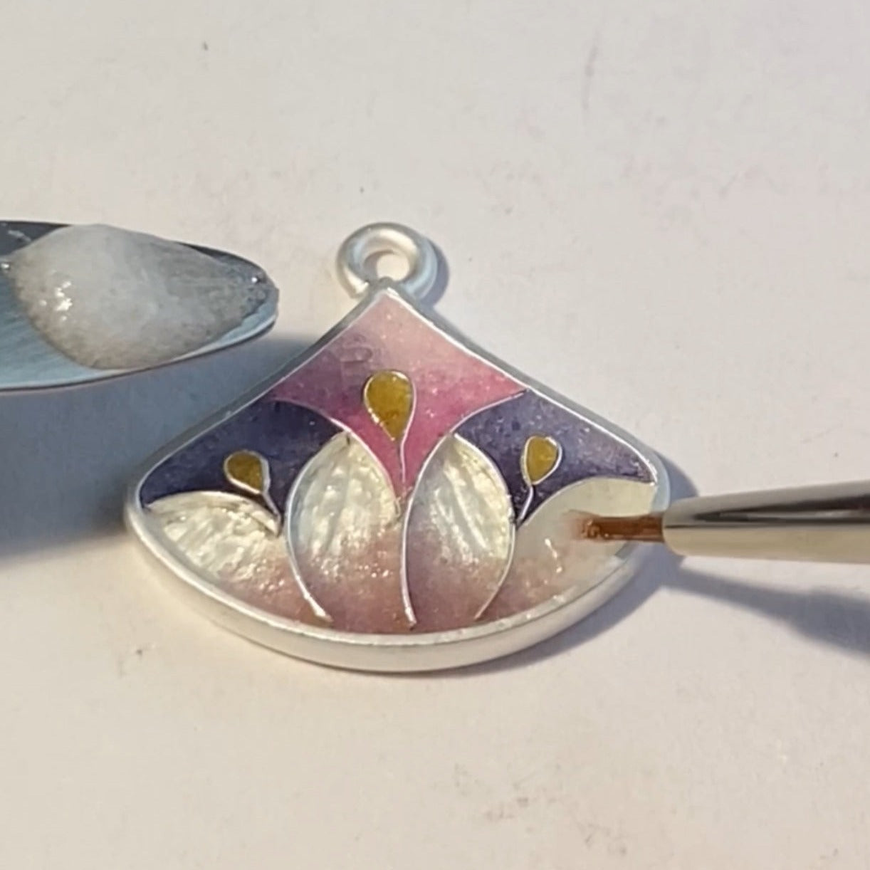 Floral Earrings With Enamel