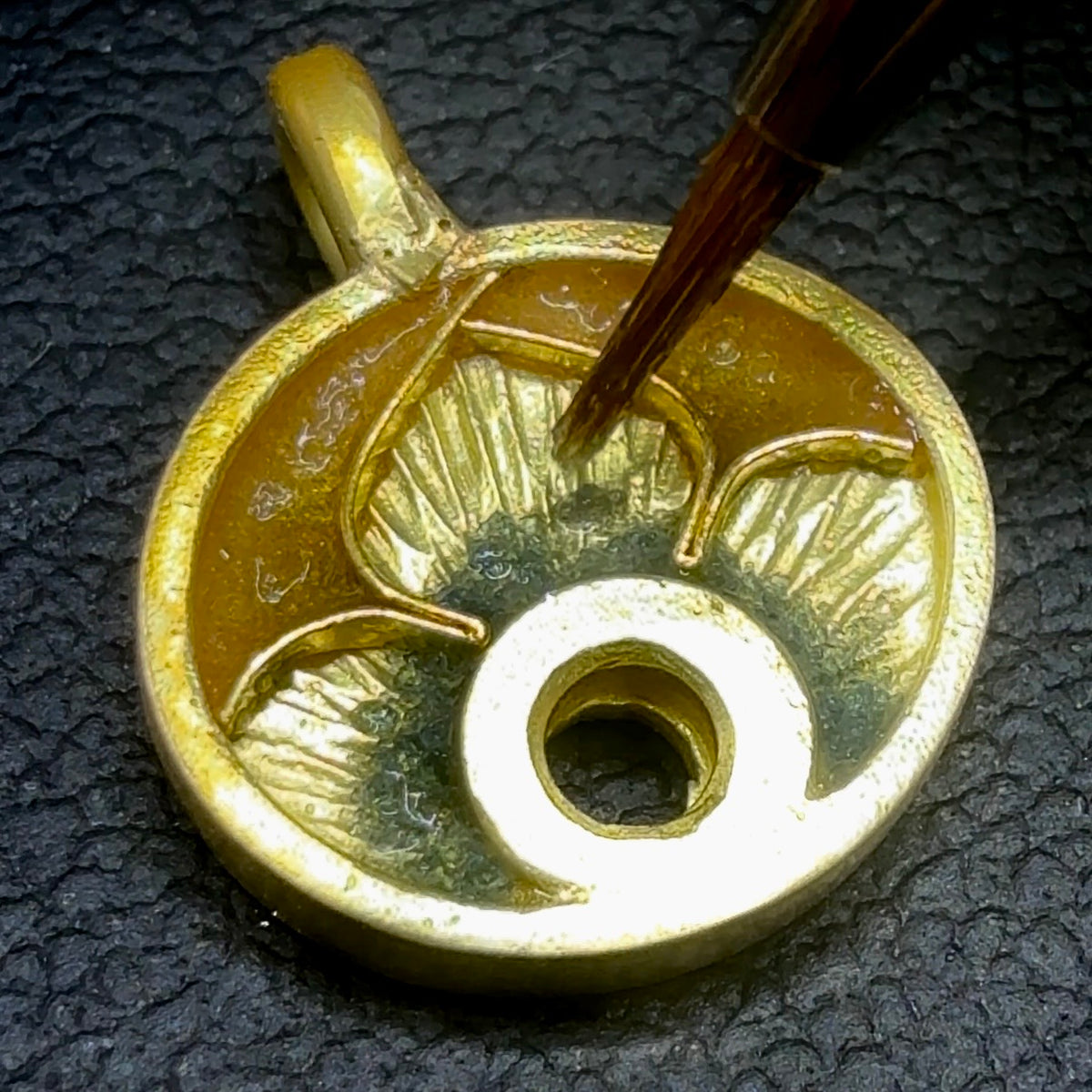 Diamond Pendant In 18K Solid Gold and Cloisonne Enamel