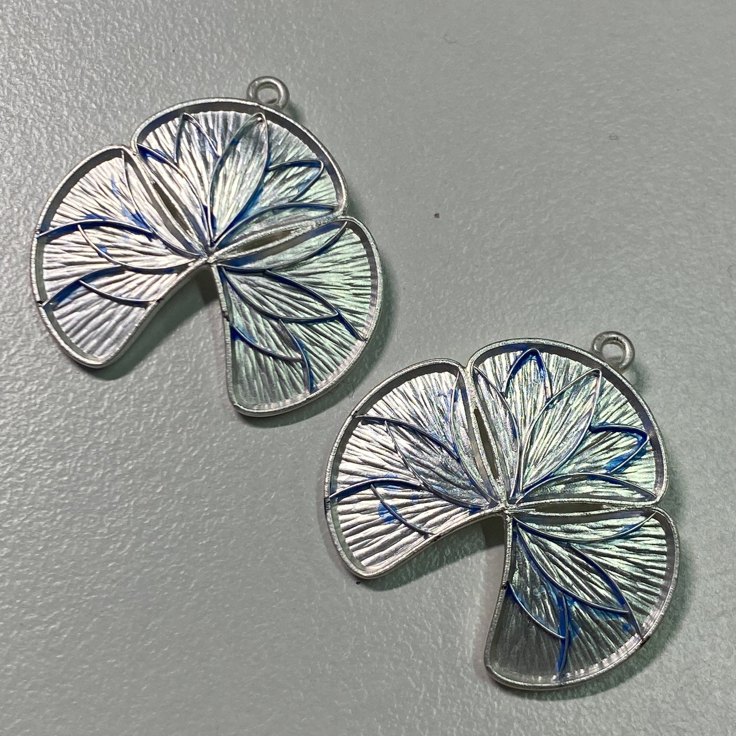 Handmade Silver Water Lily Earring with Hot Cloisonne Enamel and Freshwater Pearl