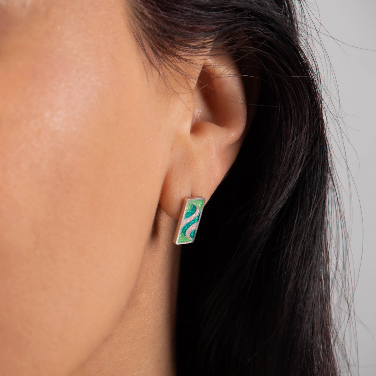 Lime Rectangle Stud Earrings