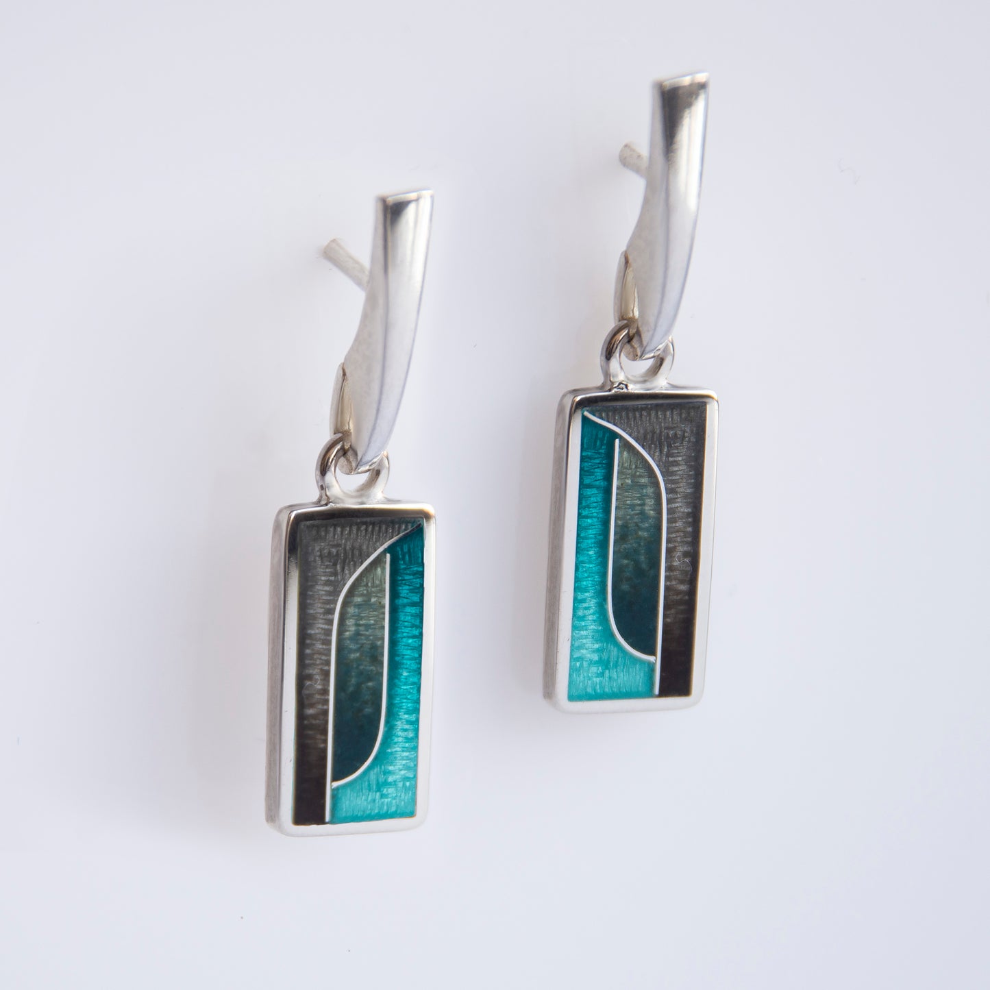 Rectangle Geometric Cloisonné Enamel Earrings