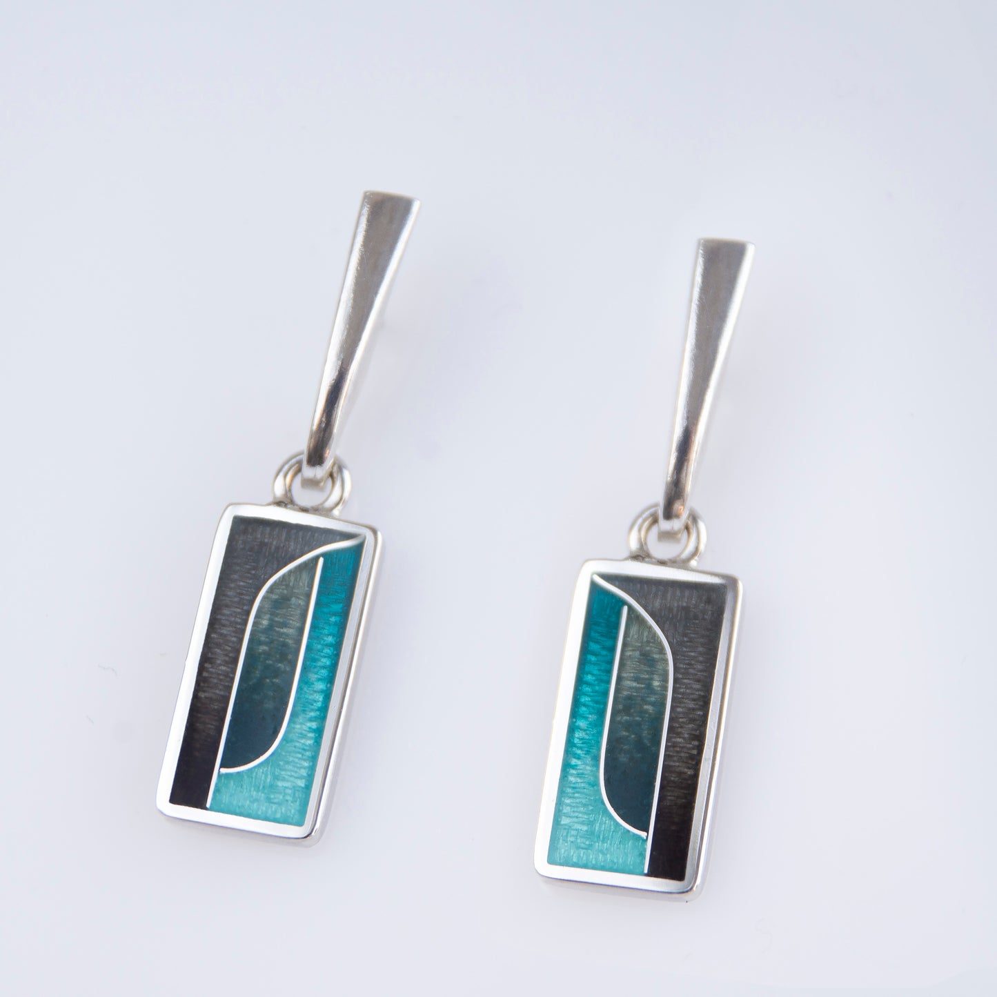 Rectangle Geometric Cloisonné Enamel Earrings