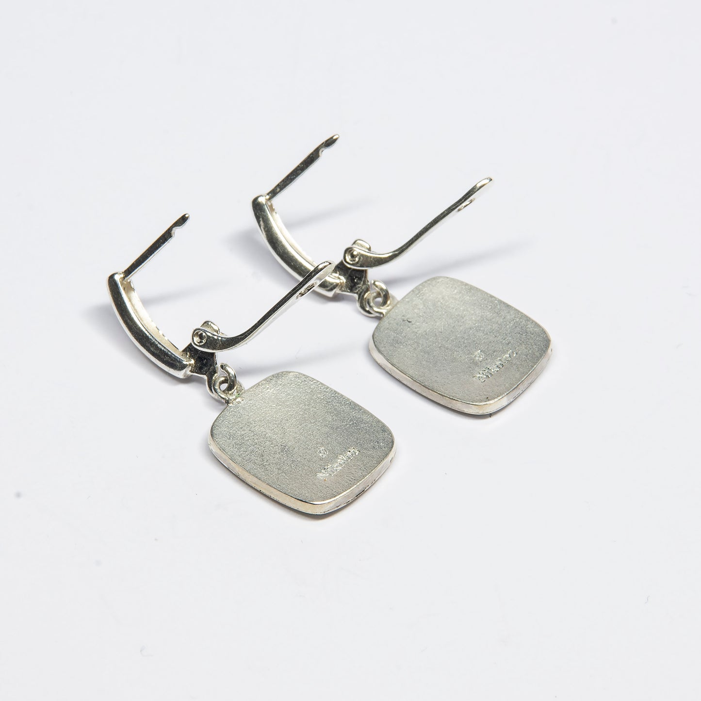 Enamel Earrings, Abstract Green-Yellow Cloisonné  Enamel Earrings