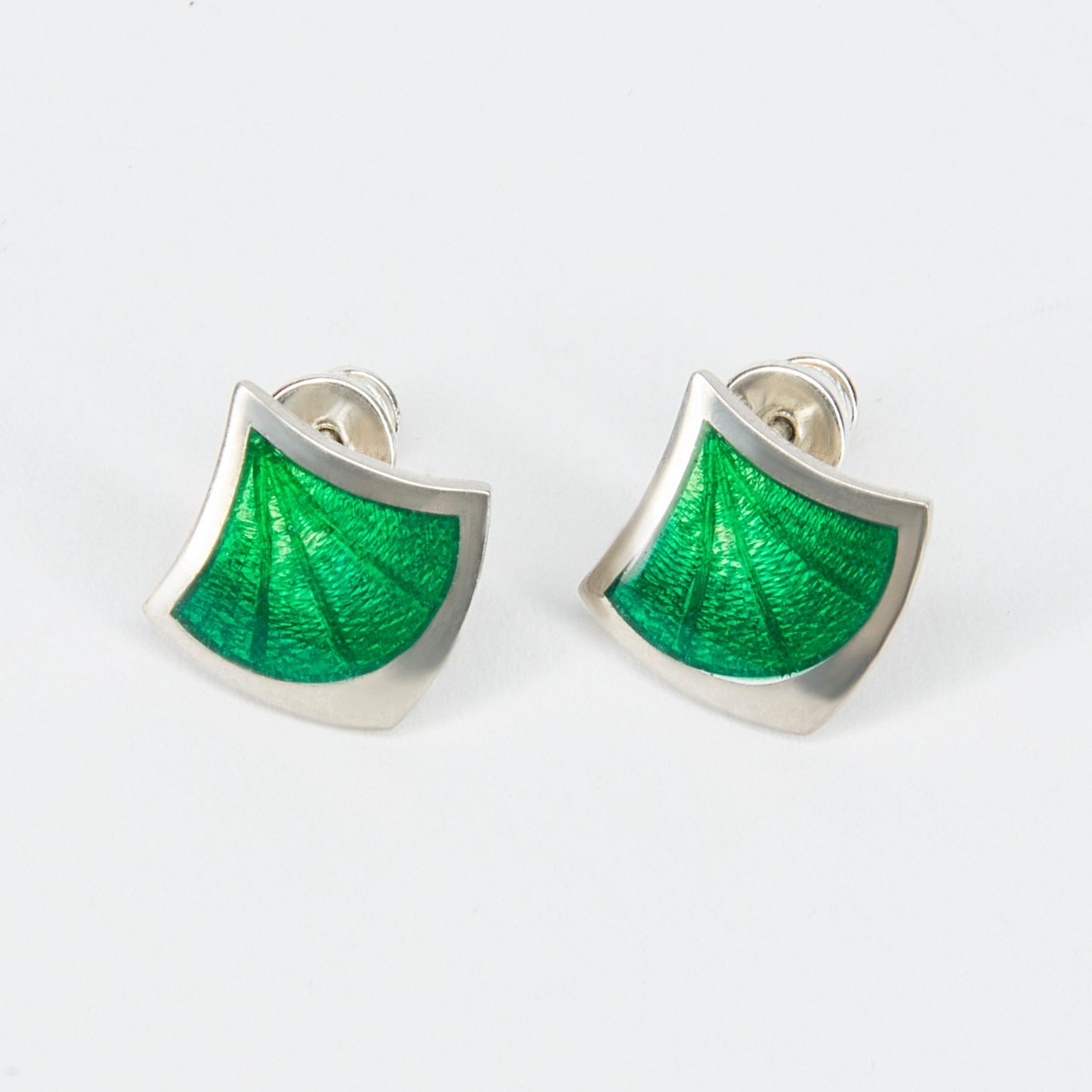 Rhombus Green  Enamel Earrings