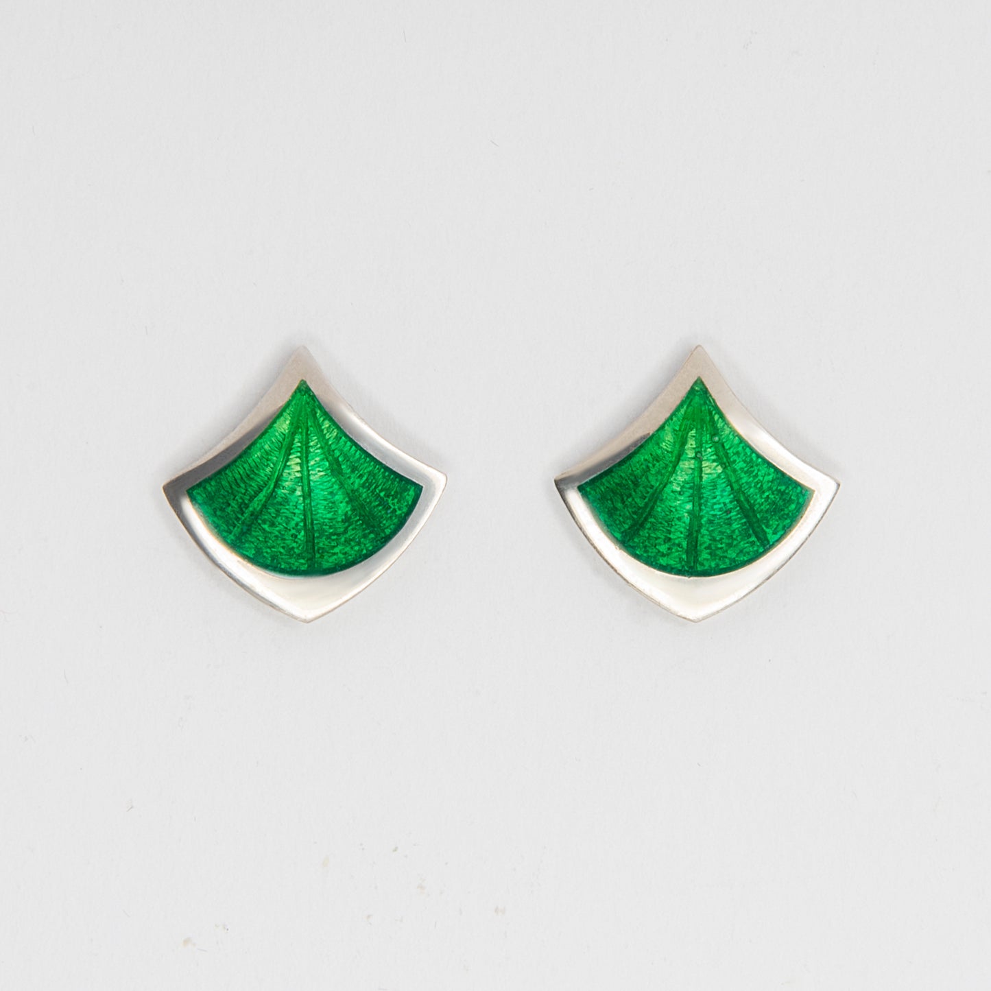 Rhombus Green  Enamel Earrings