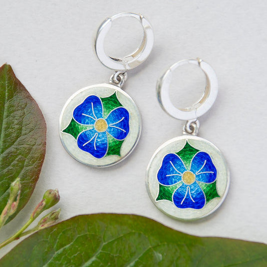 Viola Round Cloisonné Enamel Earrings
