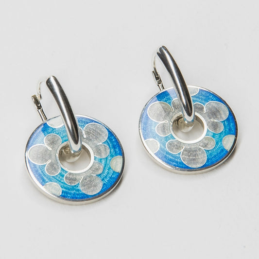 Blue Cloudy Cloisonne Enamel Rotating Earrings