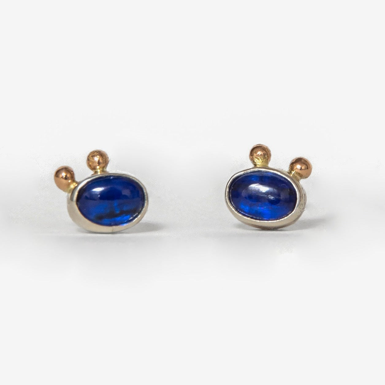 Kyanite Studs With 2 Gold Beads