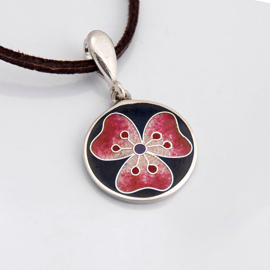 Hibiscus Flower Cloisonné Enamel Pendant