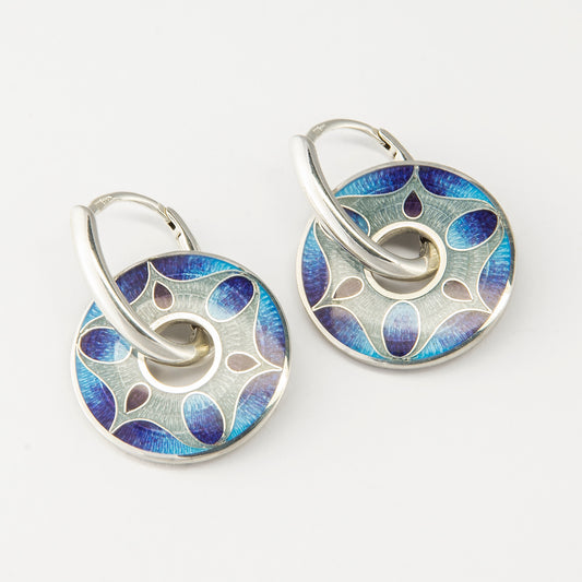 Purple Blue Reversible Cloisonné Enamel Earrings