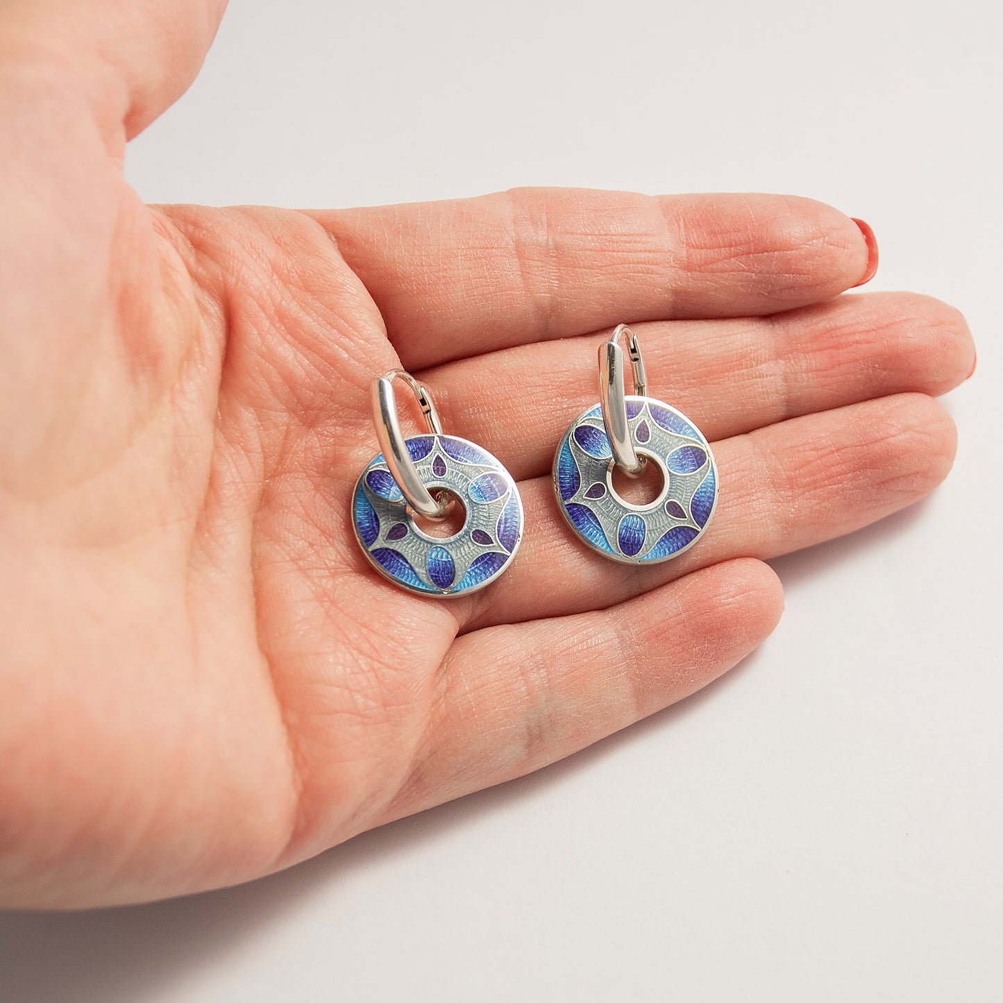Purple Blue Reversible Cloisonné Enamel Earrings