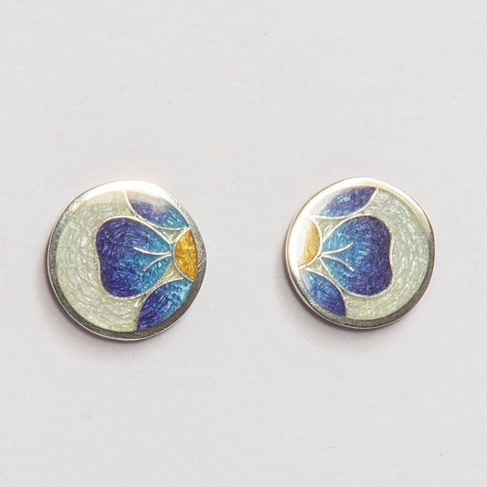 Forget Me Not Flower Cloisonne Enamel Stud Earrings
