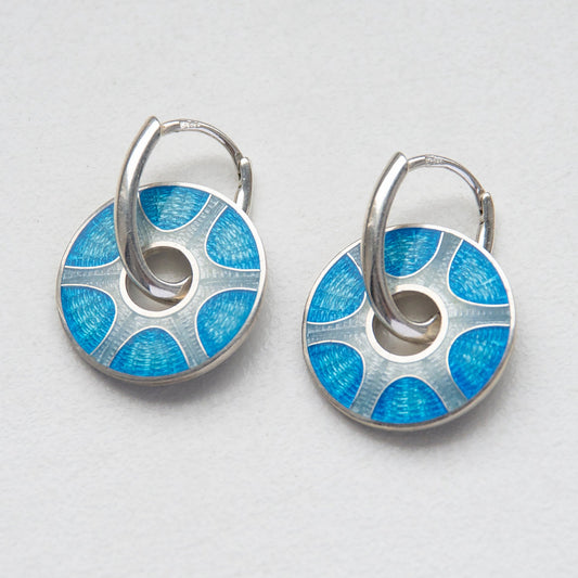 Reversible Blue Cloisonné Enamel Earrings