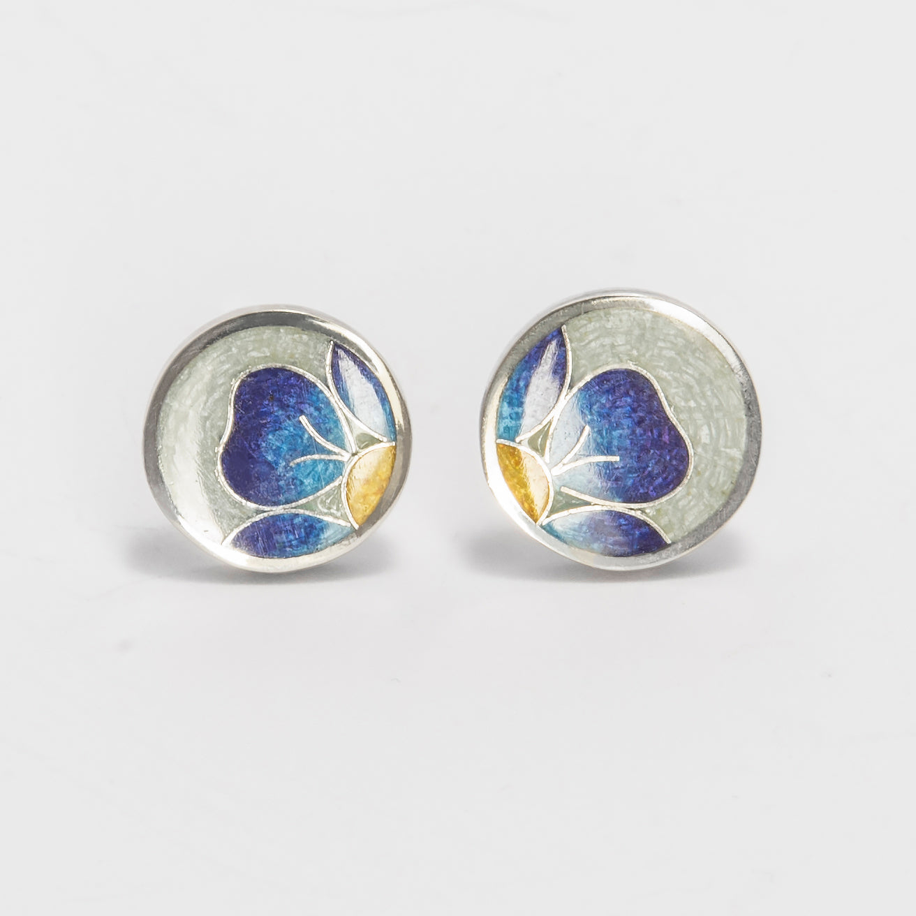 Forget Me Not Flower Cloisonne Enamel Stud Earrings