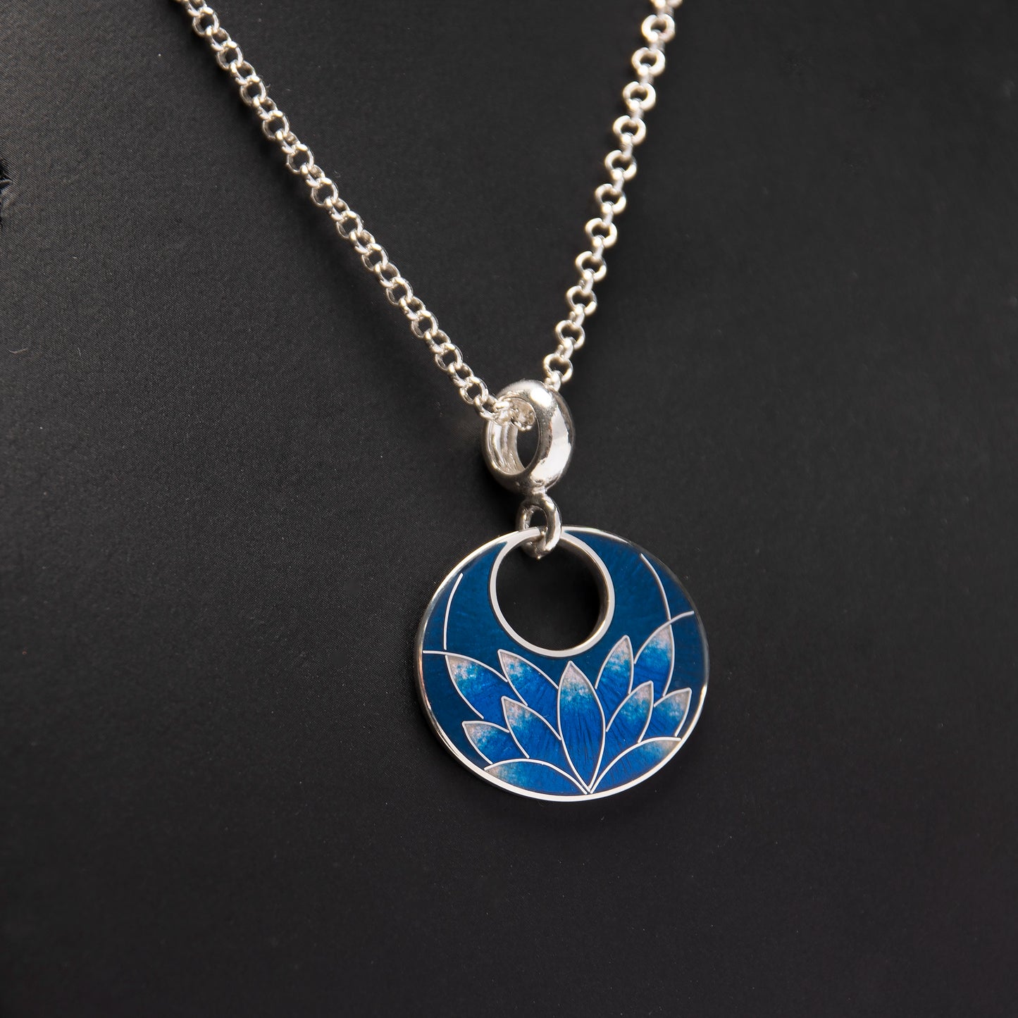 Cloisonné Enamel Pendant-Necklace "Blue Lotus"