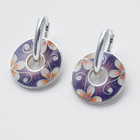 Sweet Floral Double Sided Cloisonné Enamel Earrings