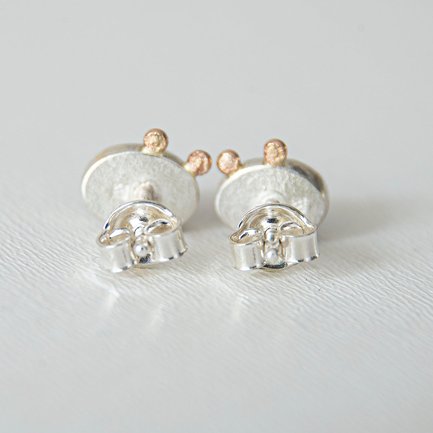 Labradorite Studs With 2 Gold Beads