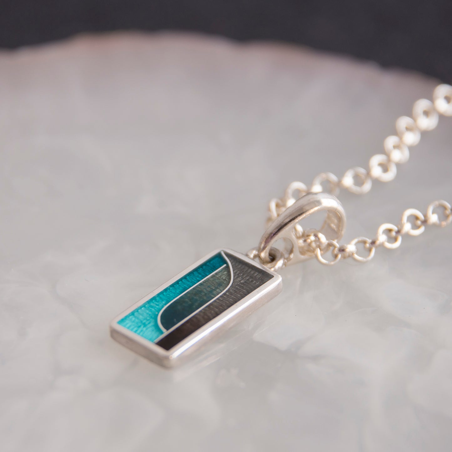 Rectangle Geometric Cloisonne Enamel Necklace