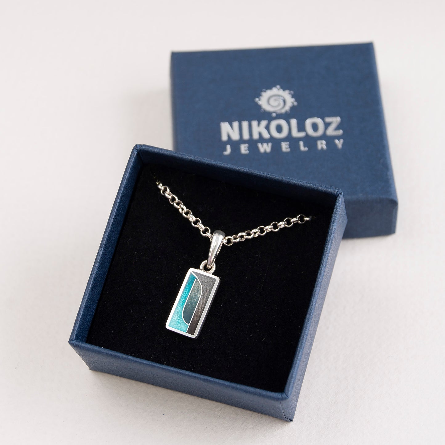 Rectangle Geometric Cloisonne Enamel Necklace