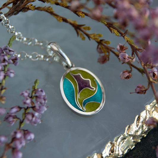 Olive Purple Cloisonné Enamel Necklace