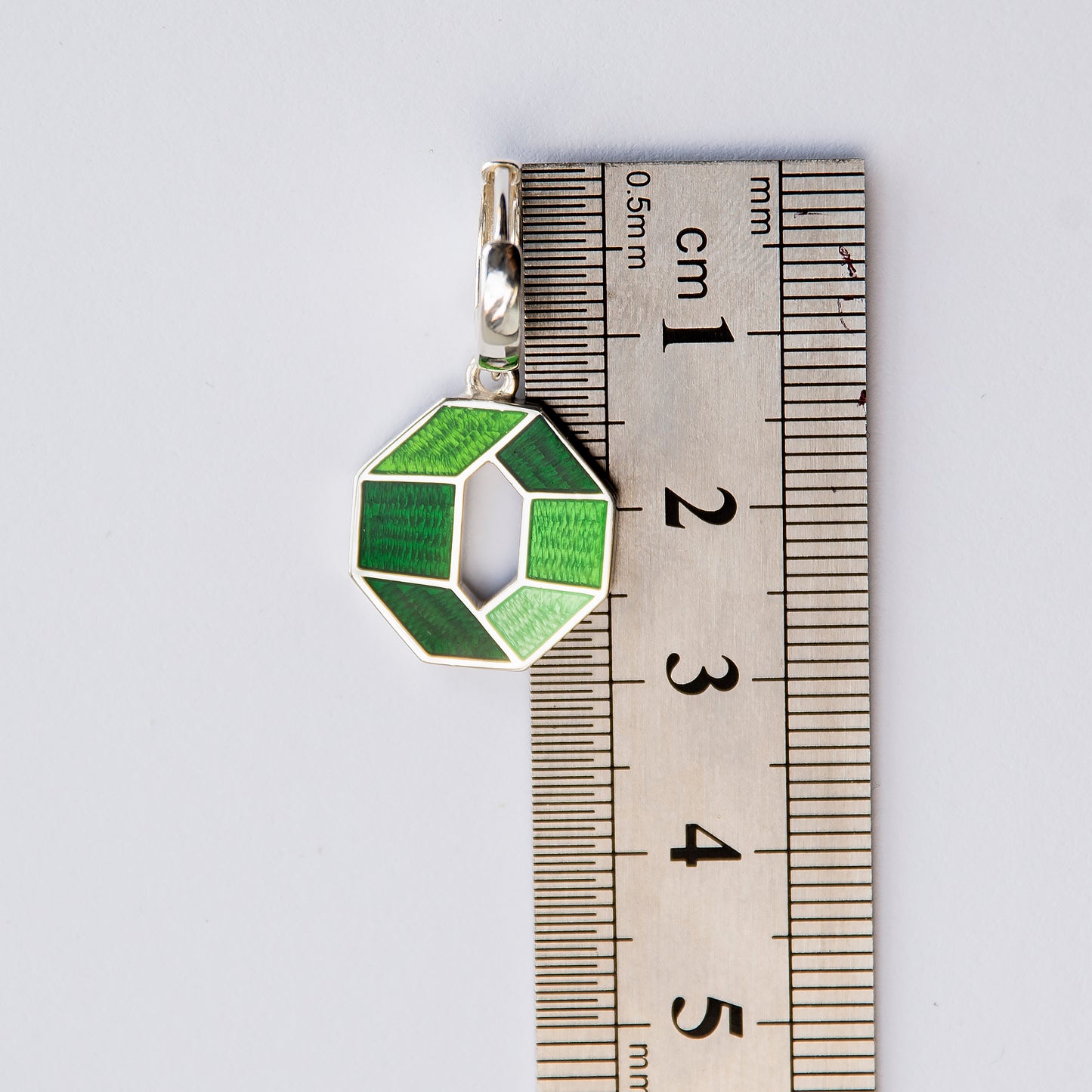 Green Octagon, Cloisonné  Enamel Earrings