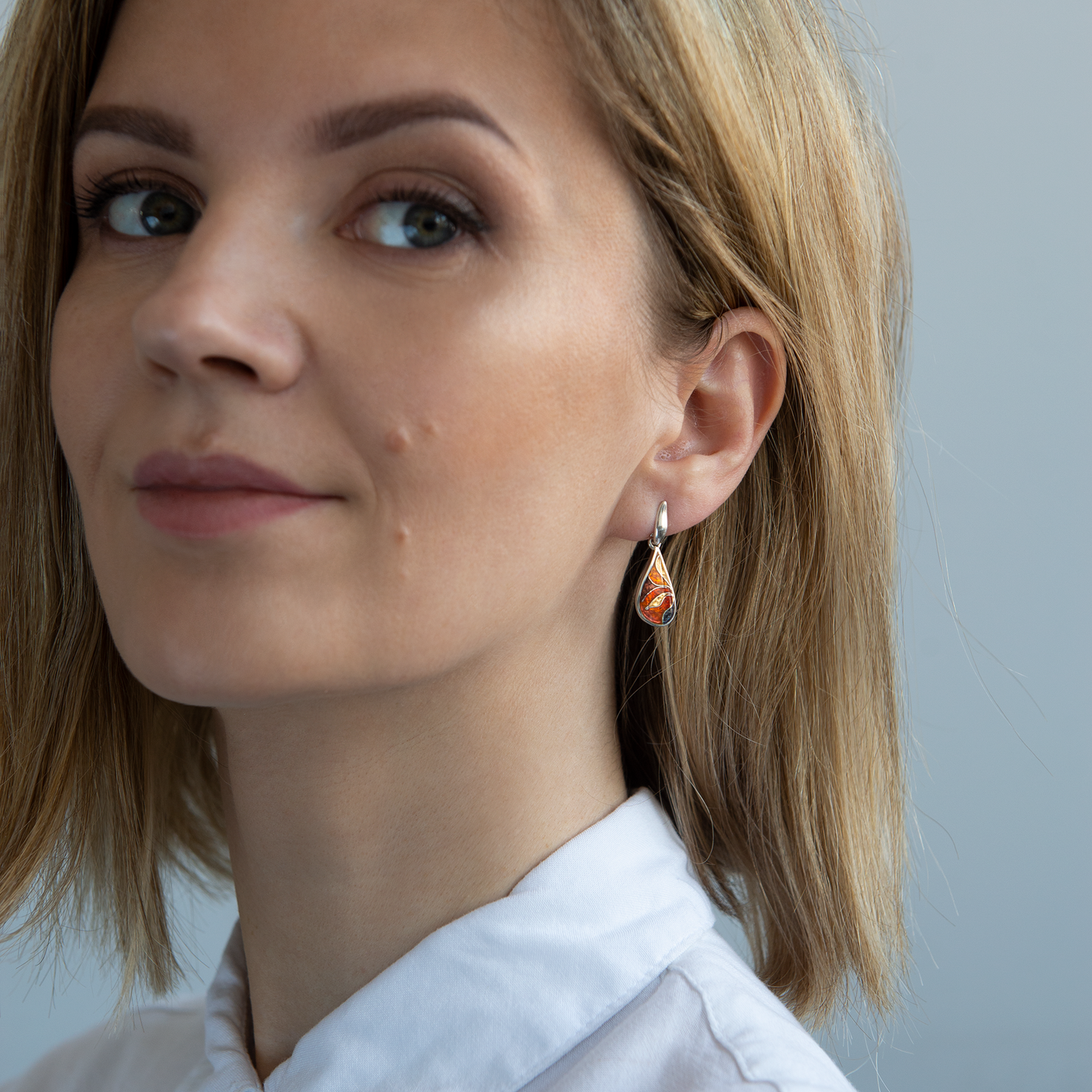 Drop Gold Base Cloisonné Enamel Earrings