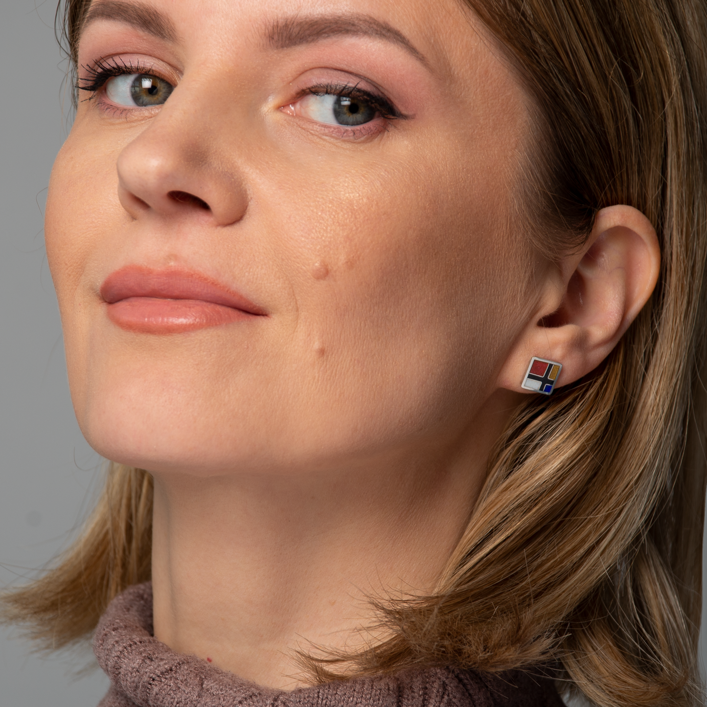 Mondrian Cloisonné Enamel Stud Earrings