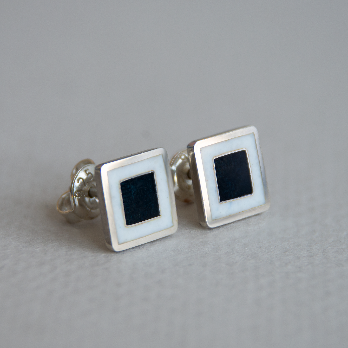 "Malevich" Black Square Cloisonné Enamel Earrings