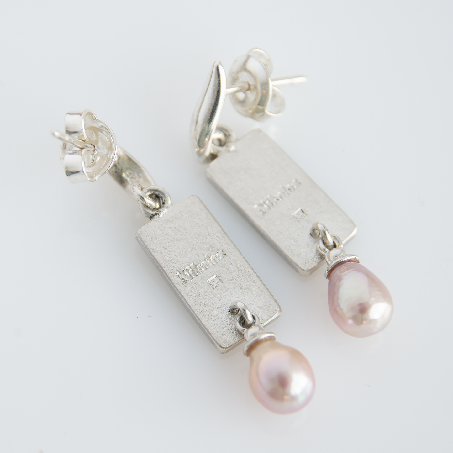 Cloisonne Enamel Earrings With Rose Pearls