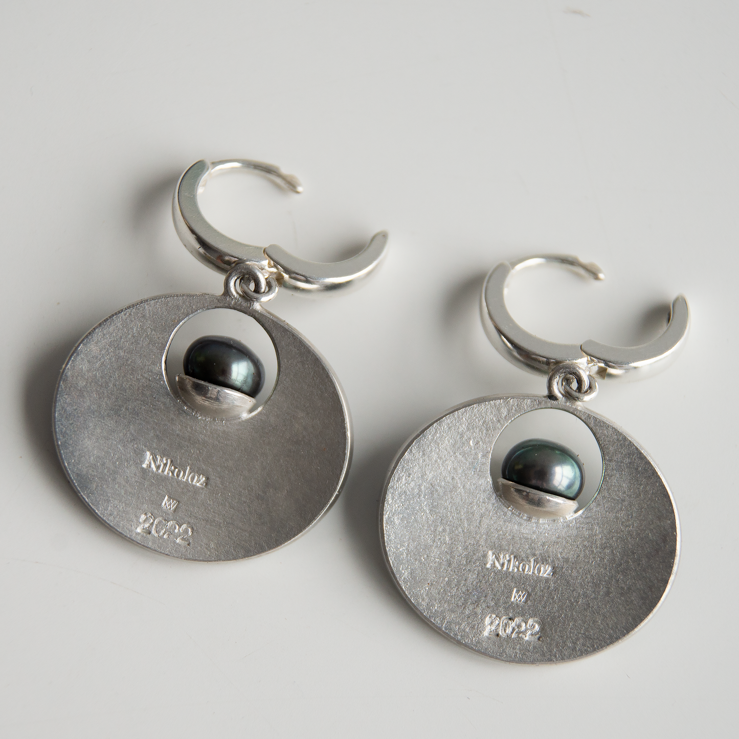 Cloisonné Enamel Black Turquoise Lily Earrings With Peacock Pearls